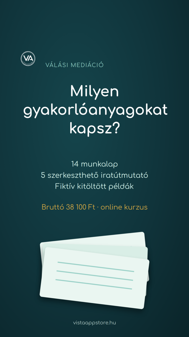 Válási mediáció online kurzus: munkalapok és iratútmutatók