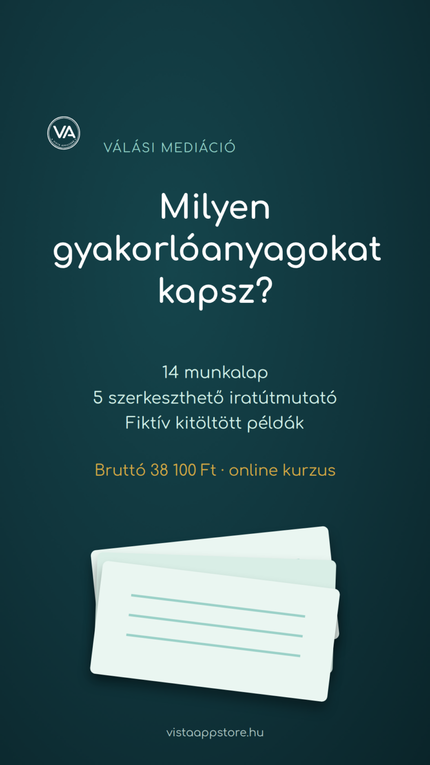 Válási mediáció online kurzus: munkalapok és iratútmutatók